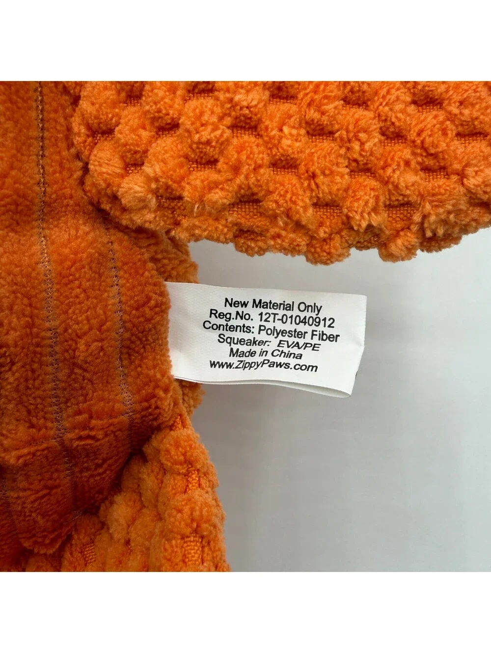 ZippyPaws Popcorn Palz Fox Orange Plush Dog Squeaker Toy Corduroy Textured New
